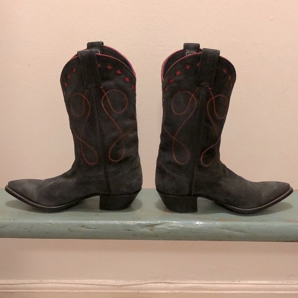 Larry Mahan Grey Suede Western Boots Women’s 6 - Picture 2 of 15